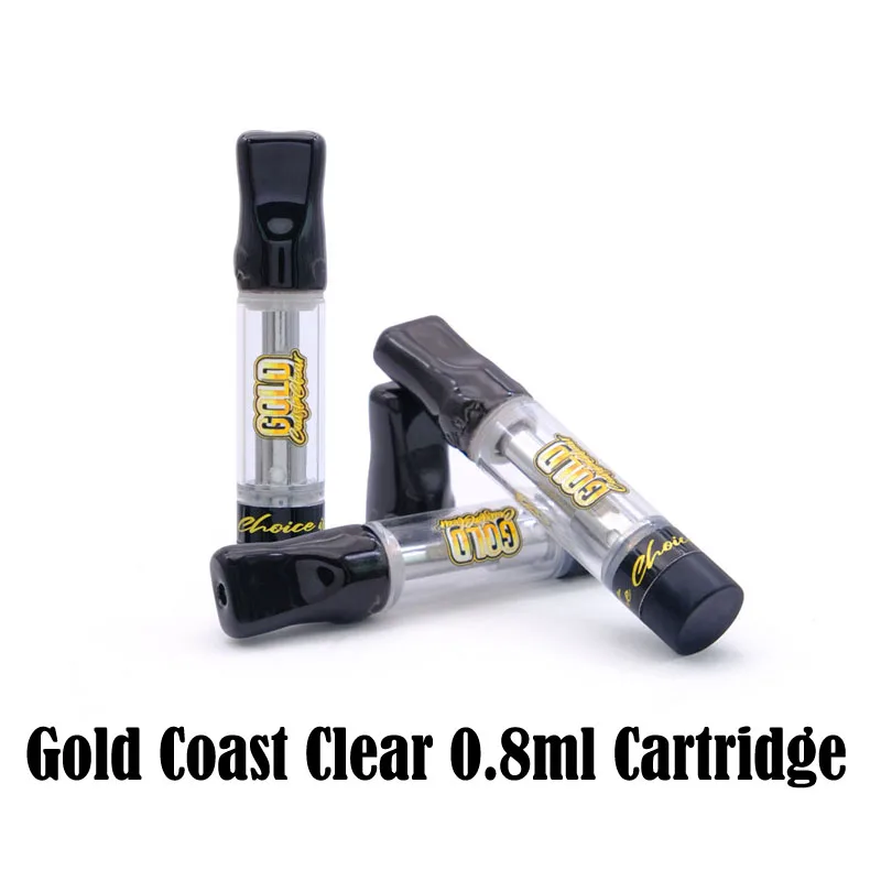 

10-100pcs GCC GOLD COAST CLEAR Vape Cartridges Carts 0.8ml Empty Carts Glass Tank Vaper E Cigarettes Atomizers for Oil