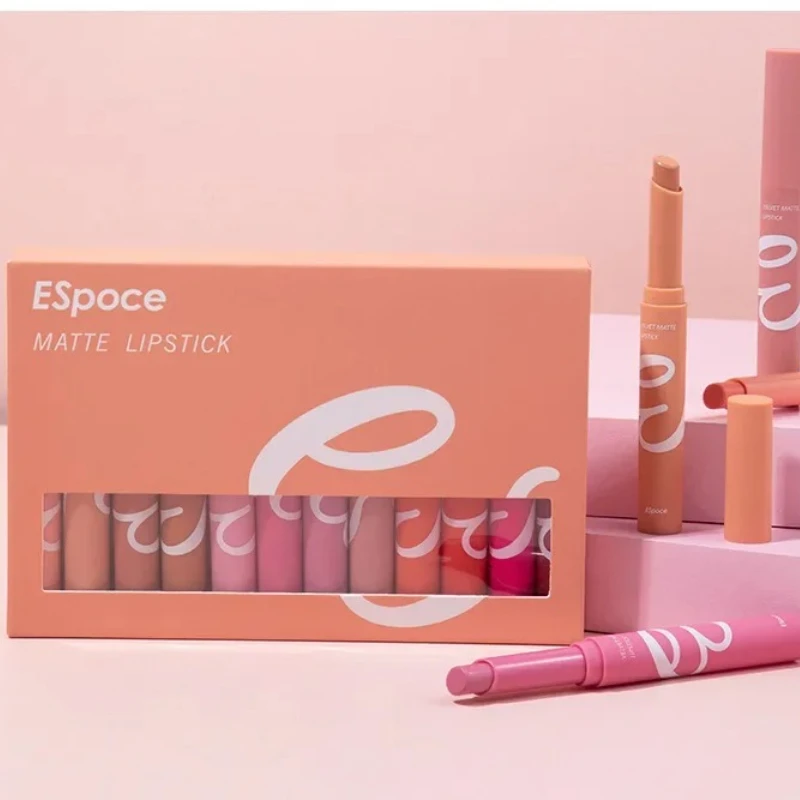 Pudaier Colorful Pigment Moisturizing 12 Color Lip Stick Lipgloss Set Makeup Non-Sticky Cup Velvet Matte Stay Lip Gloss Lipstick