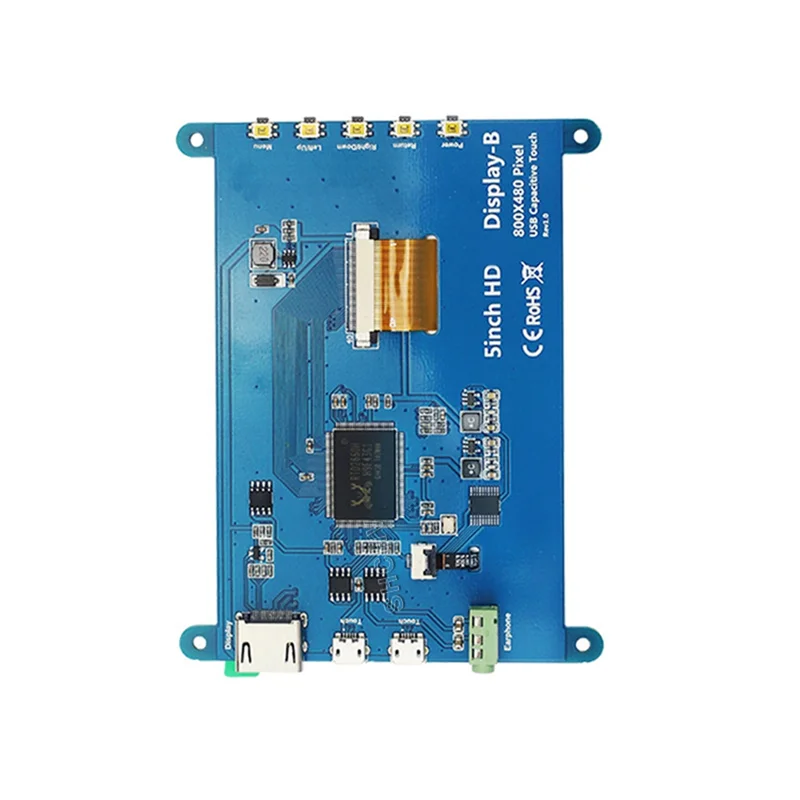 Tela de toque capacitiva lcd de 5 polegadas ips para raspberry pi 4b/3b zero/zero com zero wh + monitor de computador