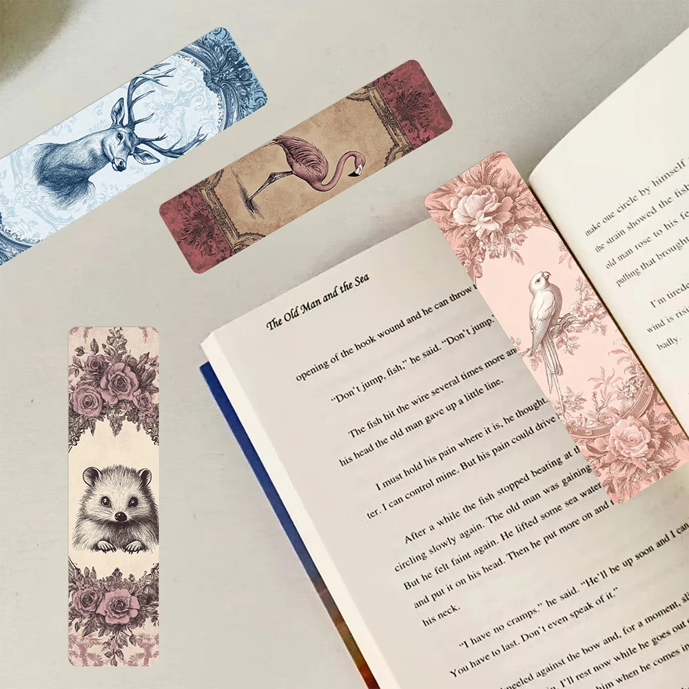 30Pcs Classic Antique Bookmark， Animal Bookmarks for Students Reading Annotation Cards Textbook