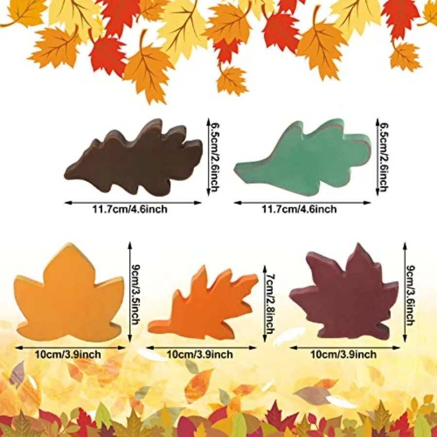 Feuilles d'automne en bois, 5 pièces, centre de Table de ferme, décor de feuilles de Thanksgiving, feuilles de récolte rustiques, feuilles d'érable d'automne Tha