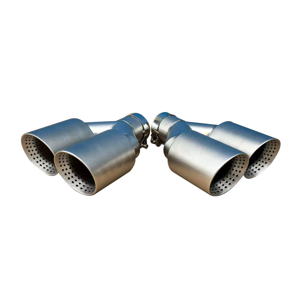 

1Pcs Automobile universal stainless steel exhaust nozzle double-outlet exhaust tail throat matte exhaust tip