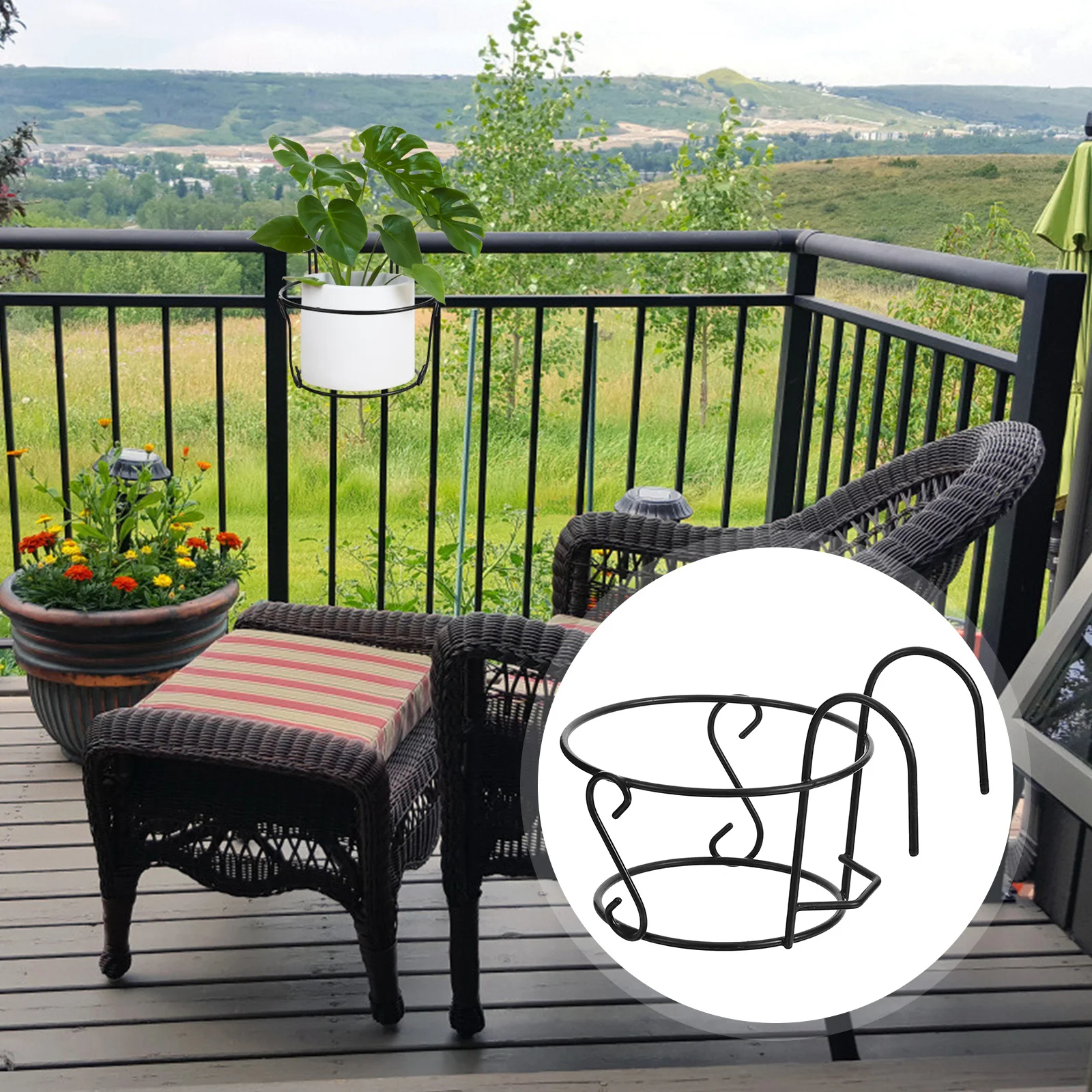 

Balcony Hanging Flower Bucket Long Service Life Eco Friendly Flowerpot Plant Holder Outdoor Indoor Decor Hanging Flower Bucket