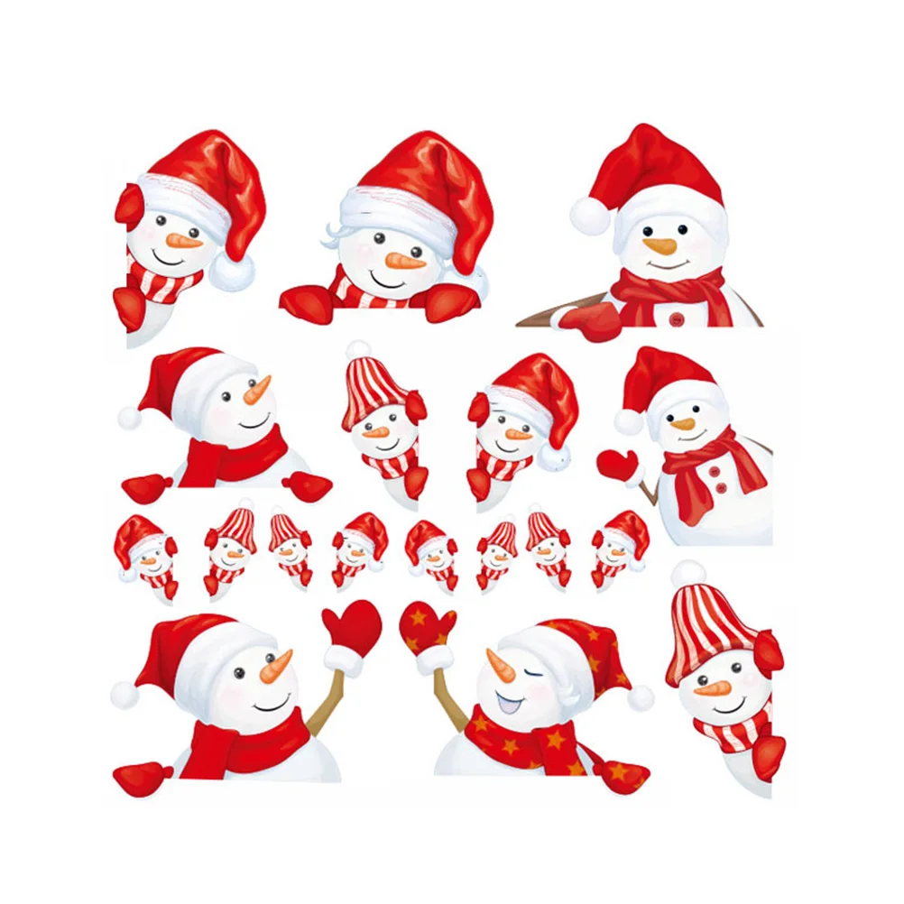 

2 Sheets Snowman Scene Wall Stickers Removable PVC Easy Apply Christmas Decor Bedroom Living Room Nursery Glass