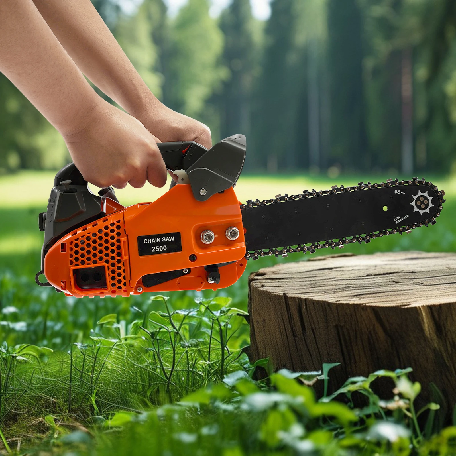 

25.4cc Gas Top Handle Chainsaw with 12'' Bar Chain 2-Stroke Engine Cut Tree Wood