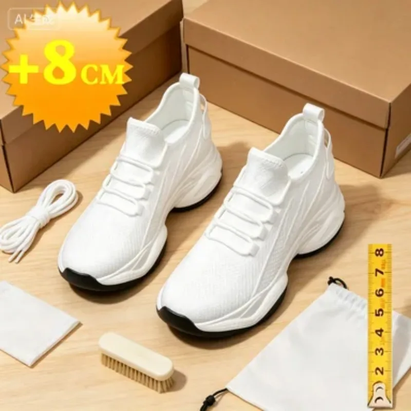 

2026Increasing Men Sneakers Casual Heightening Shoes 8cm Height Increase Shoes for Summer Breathable 6cm Elevator