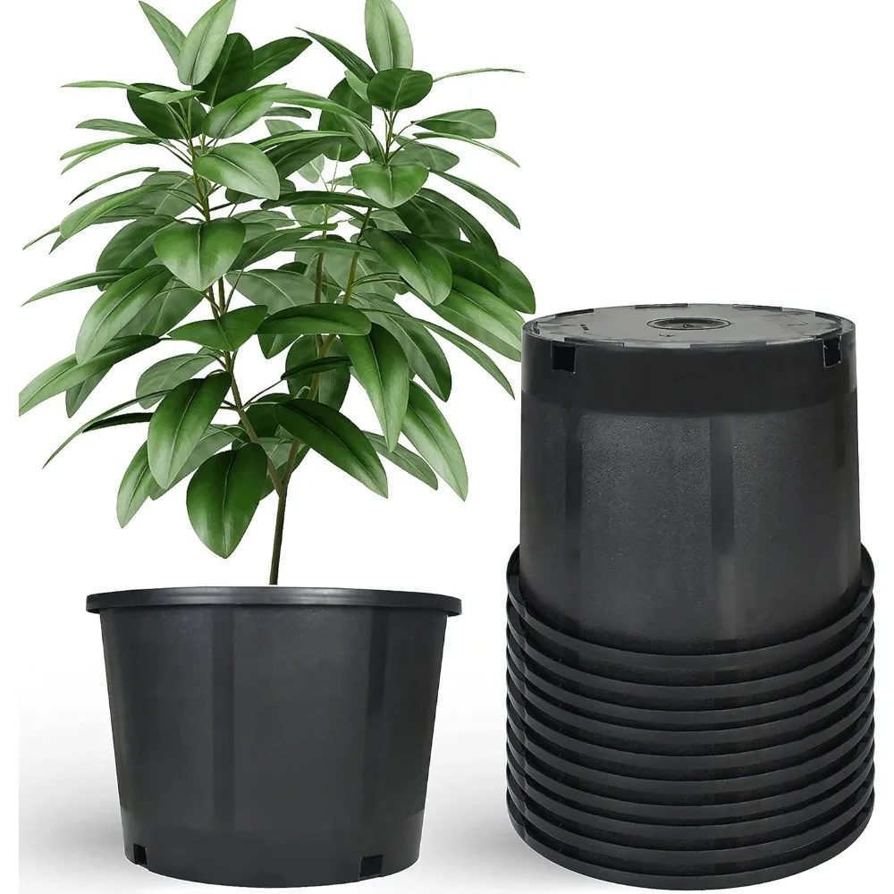 

Planter Nursery Pots Pots for Plants, Injection Molded Plastic Nursery Pots, Plant Container 3.9 Gal 10-Pack Rim Design Wide Use