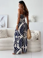 Strapless Smocked Tube Top Jumpsuit Women Wide Leg Printed Palazzo Pants Boho Vacation Beach Long Romper Summer Outfit - Image 6