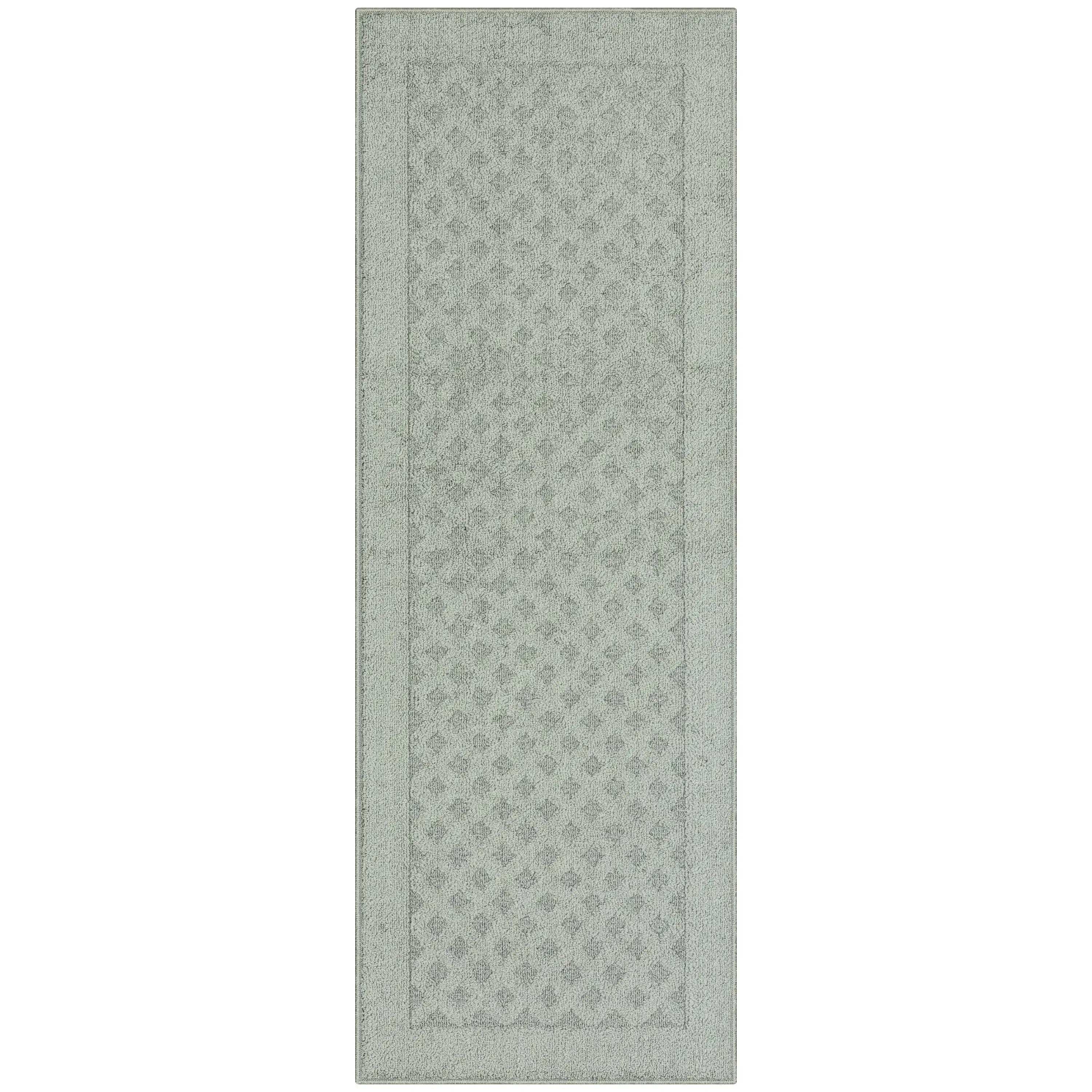 

Dylan Solid Diamond Olefin Pewter Gray Indoor Runner Rug, 1'9X5'