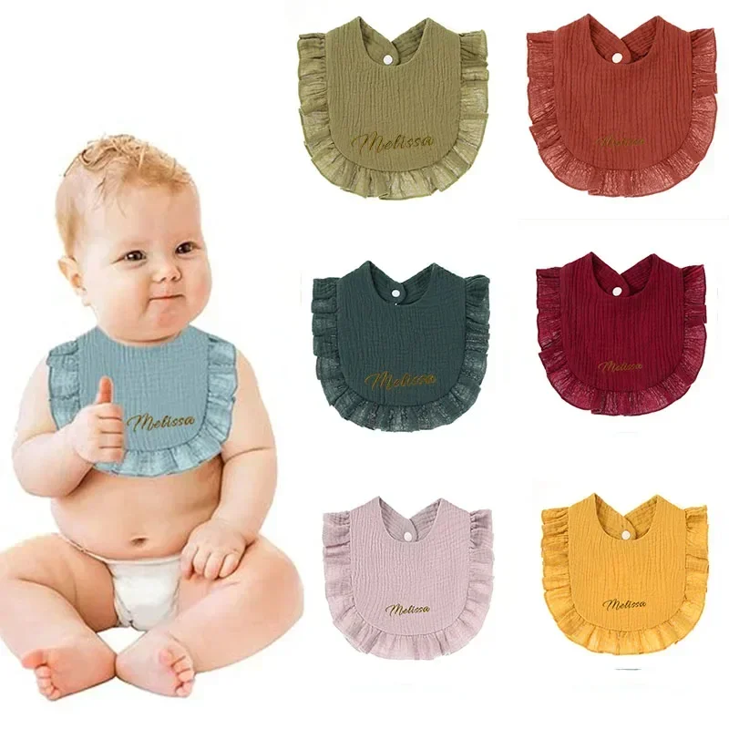 Baby Gift Personalized Bib Bandana Girl Baby Towel Newborn Infant Cotton Custom Baby Bib Name Muslin Burp Cloth Stuff For Babies