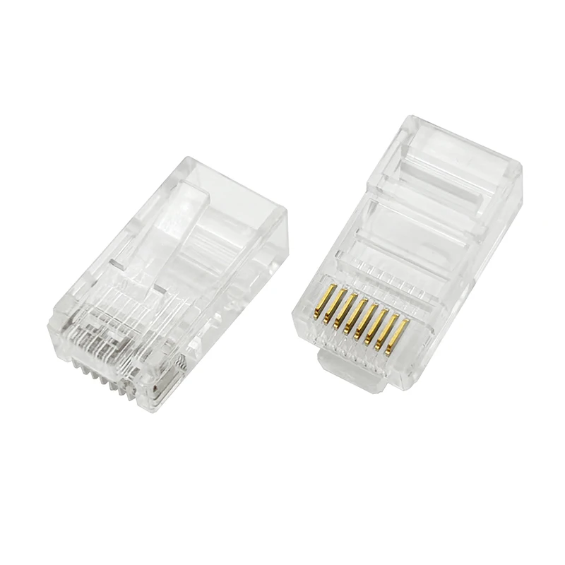 

RJ45 Super Category 5 unshielded perforated mesh crystal head gold-plated 50U straight-through 8P8C perforated crystal head