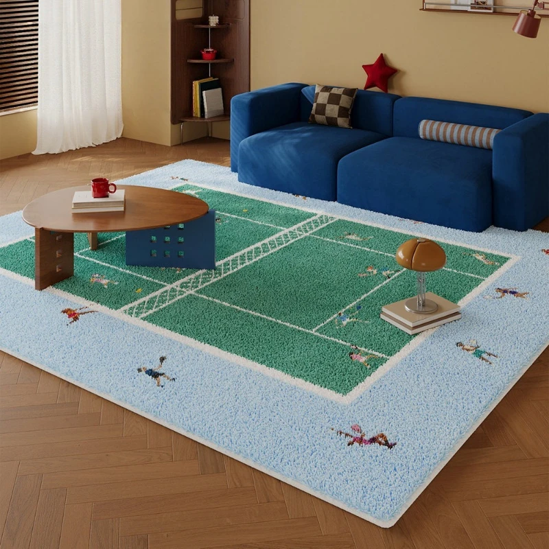 Carpet for Living Room Soft Fluffy Faux Cashmere Floor Mat Blue Printed Rug Bedroom Rugs Large Size Home Decoration Rugs 침실 카펫