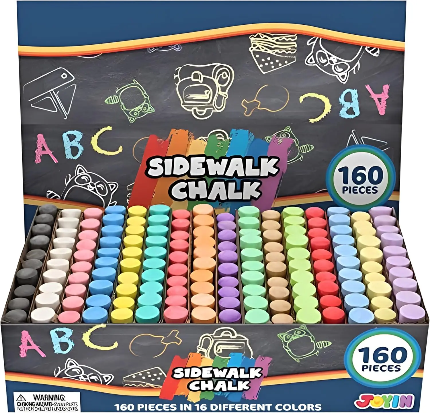 160 PCS Sidewalk Chalks Set Non-Toxic Washable Jumbo Chalk for Outdoor Art Play Painting on Chalkboard Blackboard and Playground