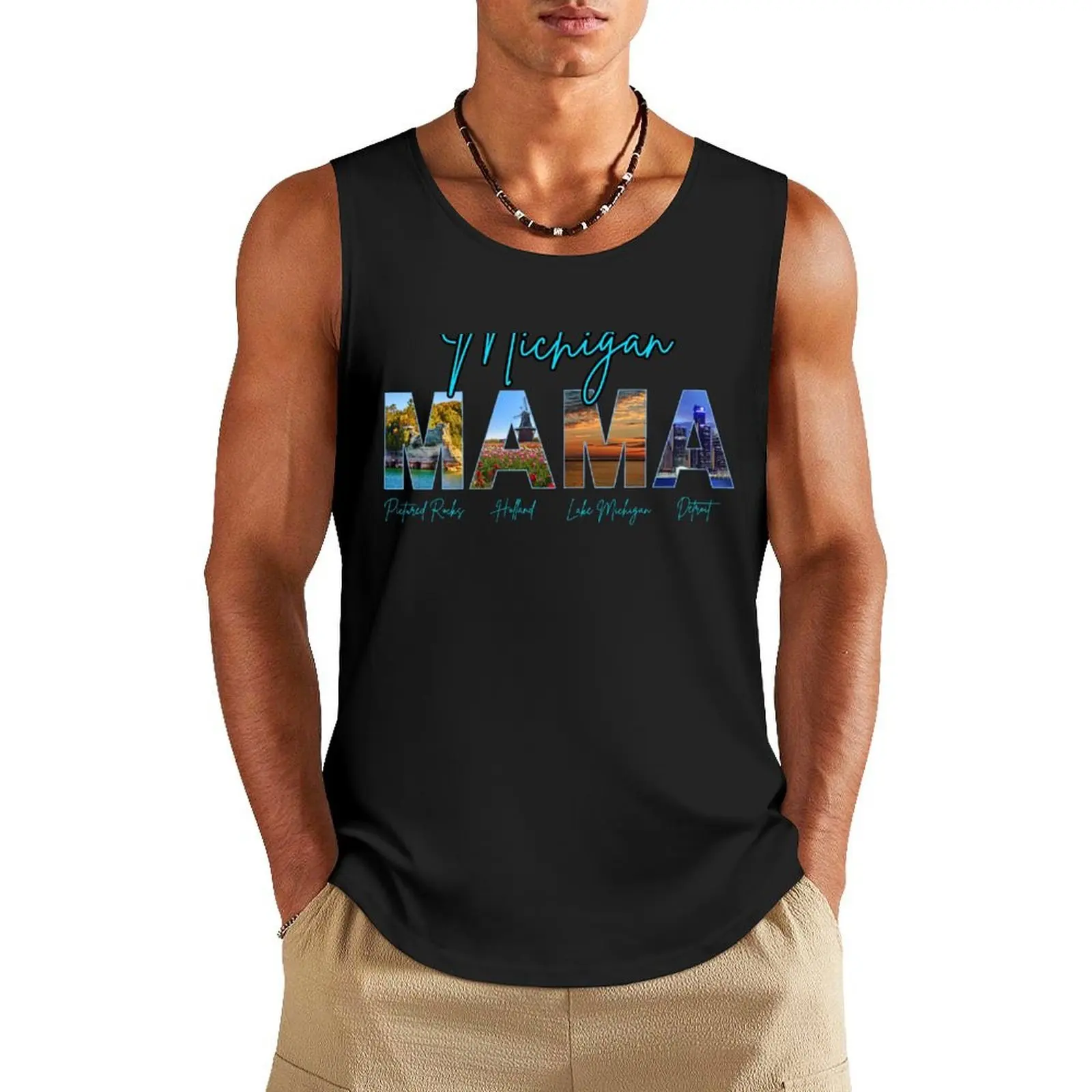 

Michigan Mama Tank Top mens gym clothes male top t-shirt for man