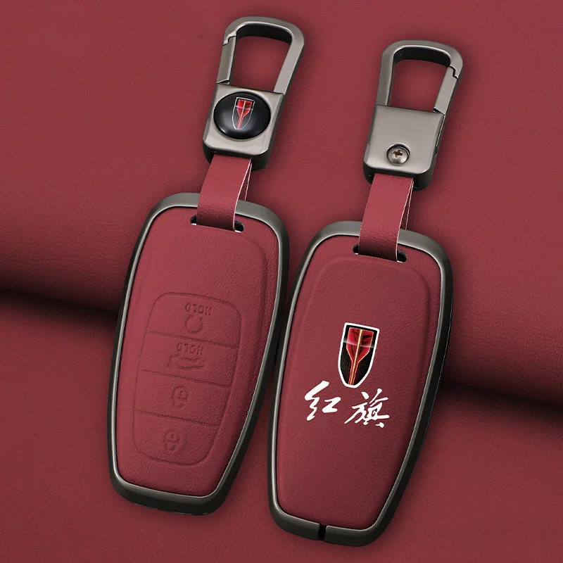 

Car Smart Key Case Cover Shell For FAW Hongqi H5 E-HS9 H9 HS9 HS5 HS7 2020 2021 Zinc Alloy New Leather Auto Keychain Accessories