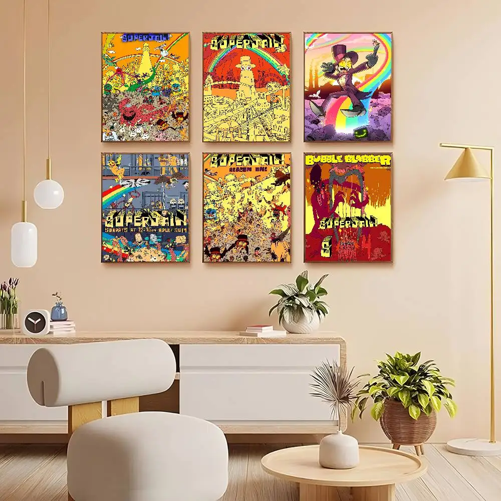Adult Cartoon S-Superjails Wall Art Print Poster Japanese Art Exhibition Decorative Painting Modern Home Decor Gift Unframed