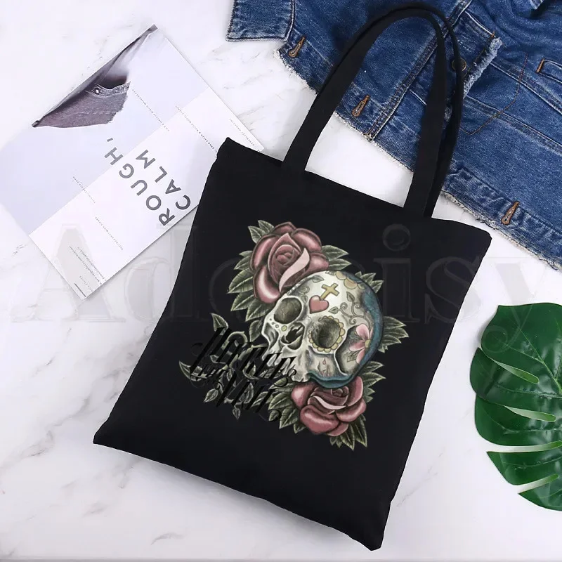 

Perfore The Veil Post Hardcore Band Music Fans Black Canvas Printed Shopping Bag Girls' Fashion Lifestyle Pacakge Casual Handbag