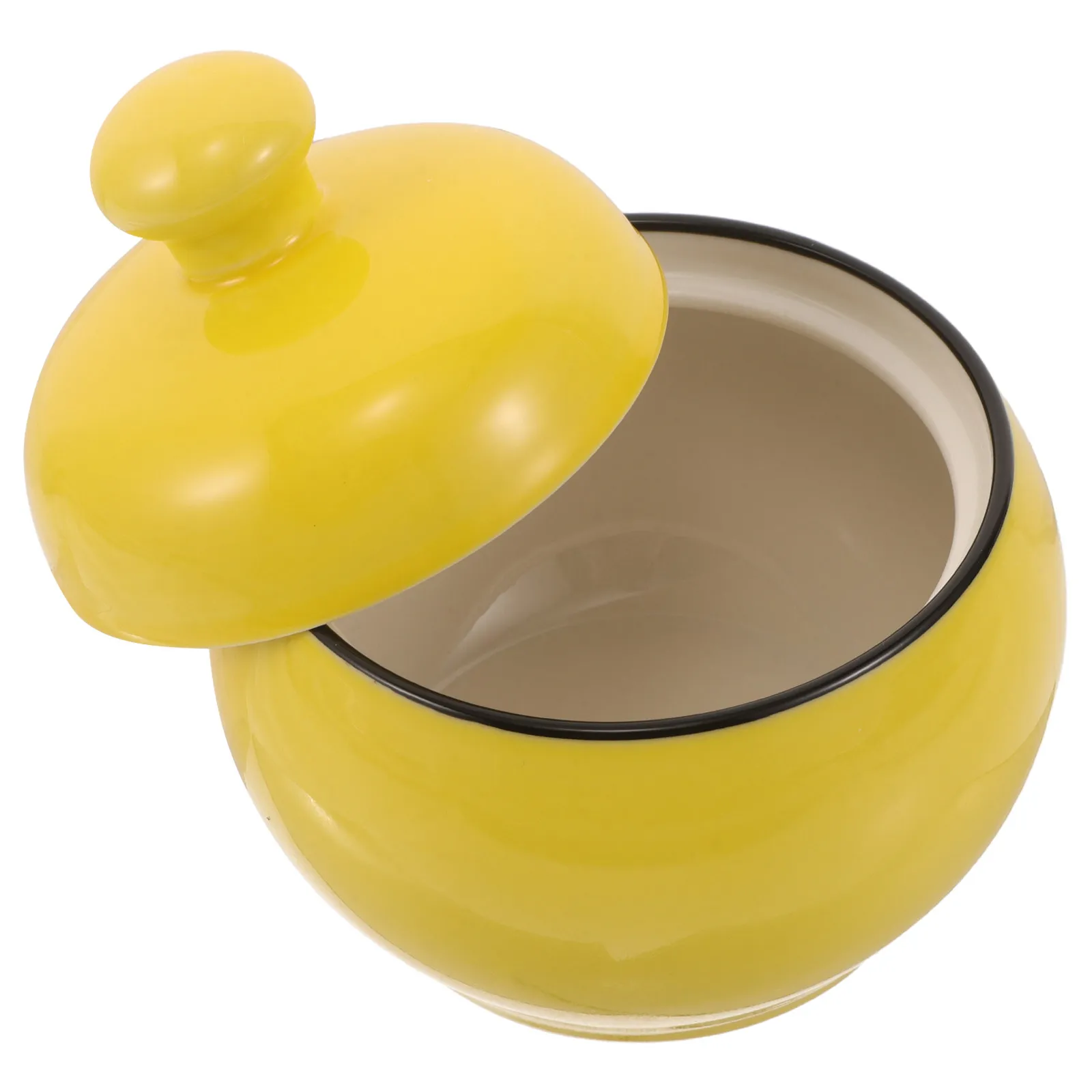 Ceramic Sugar Jar Drum-Shaped Vintage Candy Container 350Ml Kitchen Salt Spice Storage Pot Wide Mouth Glazed Lid Easy Opening view 3