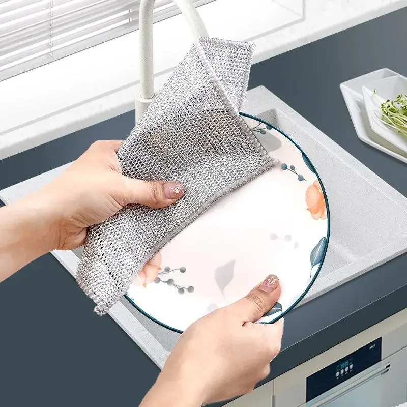 Steel Ball Rags Metal Wire Dishwashing Rags Sink Cleaning Tools Pot Pan Cleaning Rags Scouring Pads Cleaning Sponge Dish Brush