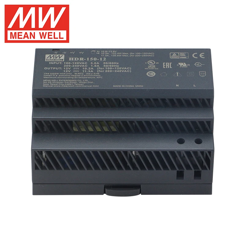 Mean Well HDR-150 Series DIN Rail Power Supply 12V 15V 24V 48V AC to DC 150W Ultra Slim Step Shape Switching Power Supply.2