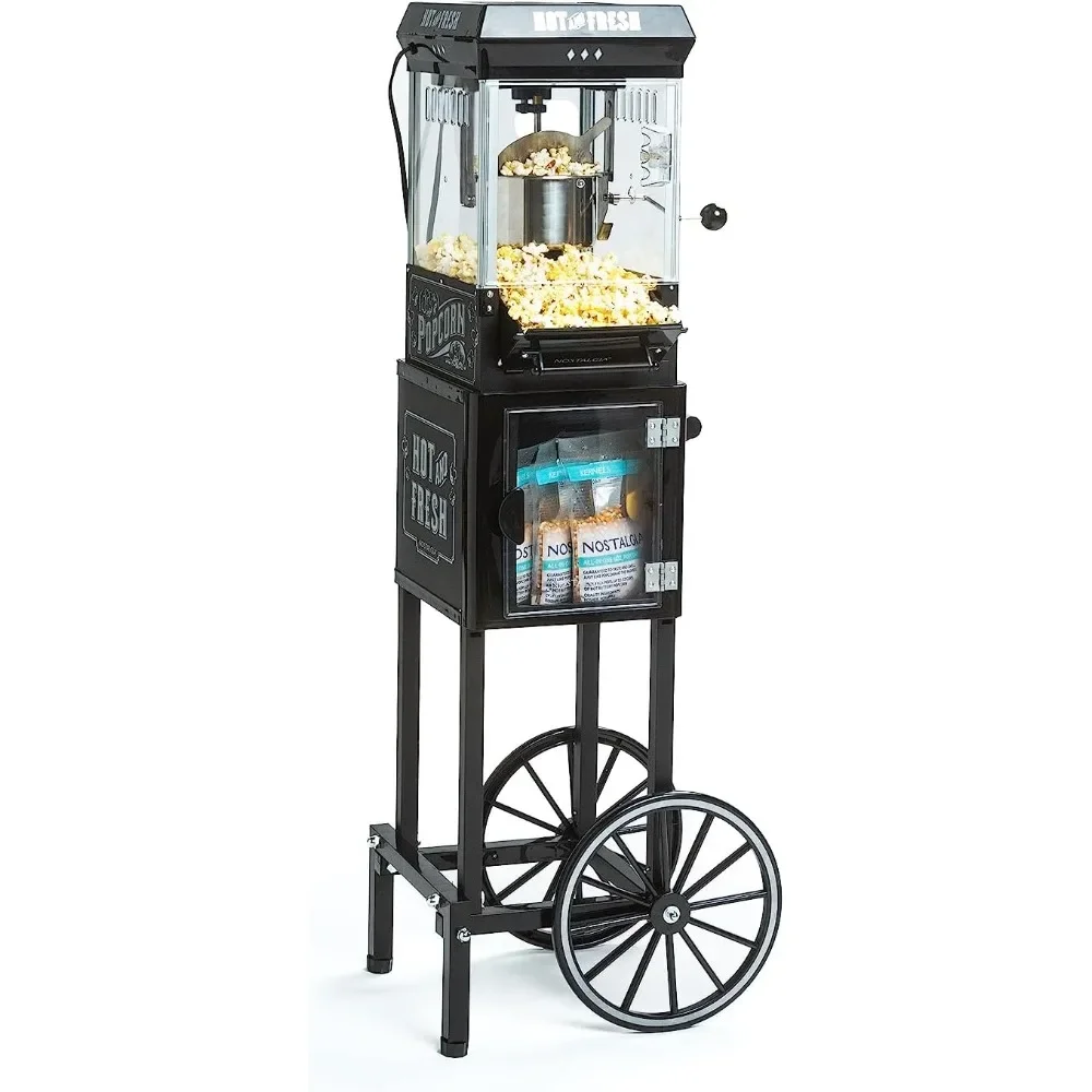 Popcorn Maker Machine - Professional Cart With 2.5 Oz Kettle Makes Up to 10 Cups - Vintage Popcorn Machine Movie Theater Style