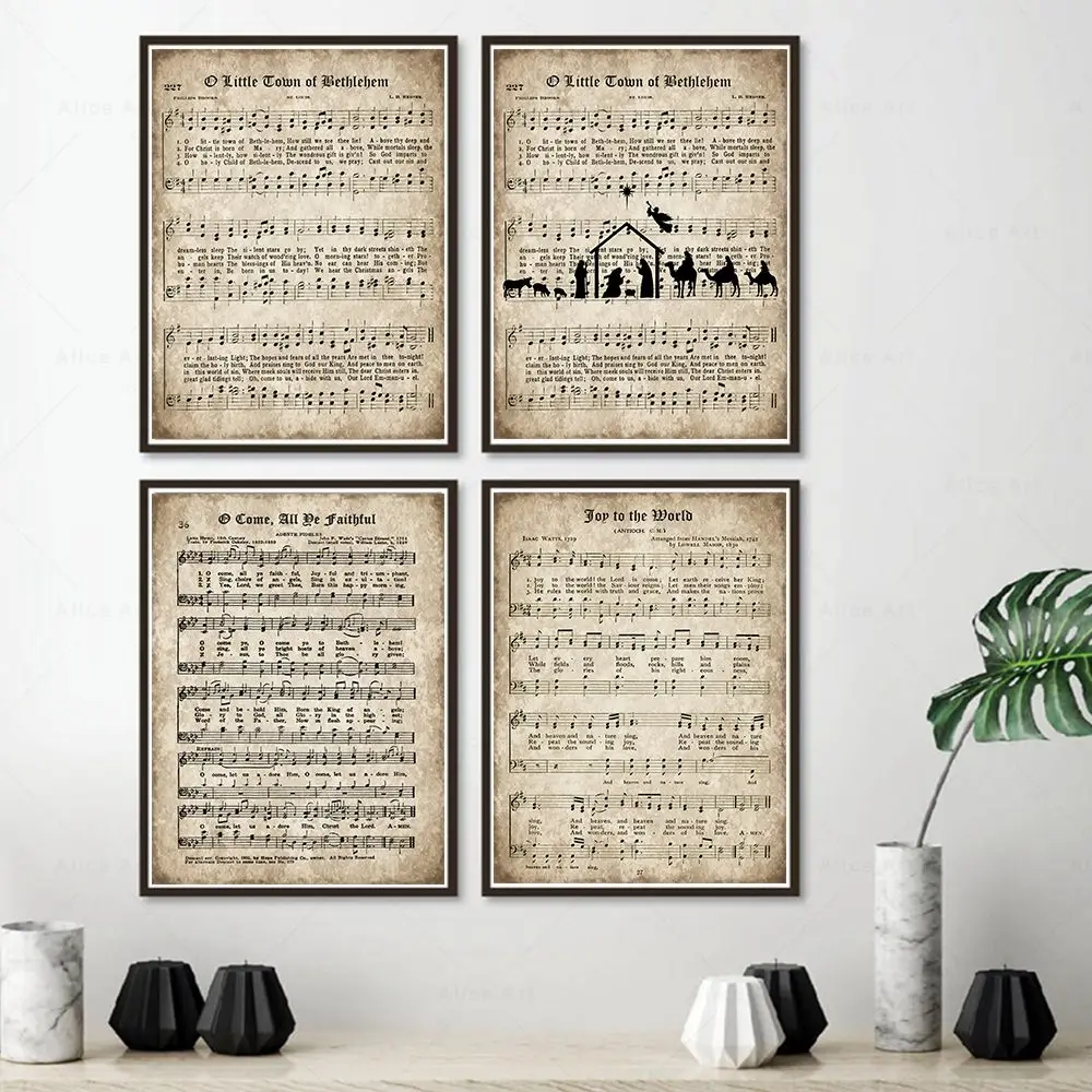 مذهلة نعمة طباعة خمر ورقة الموسيقى المشارك العتيقة ترنيمة ملهمة حائط لوح رسم صورة أغنية المسيحية ديكور المنزل