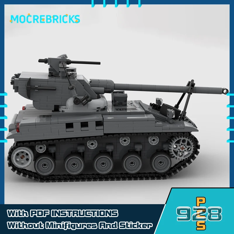 Licht Gevechts AMX-13 Tank V2 Rupsbanden Pantservoertuig Model Diy Bouwstenen Kleine Deeltjestechnologie Baksteen Kinderspeelgoed