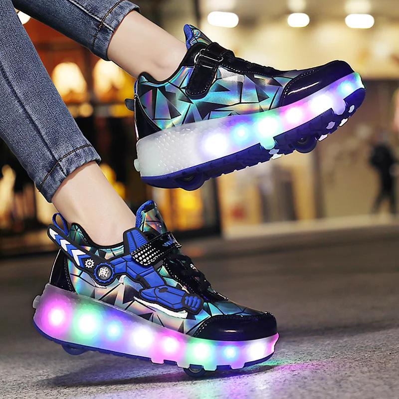 Roller Skates 2 Wheels Shoes Glowing Lighted Led Children Boys Girls Fashion Luminous Casual Sports Boots Kids Sneakers Skating