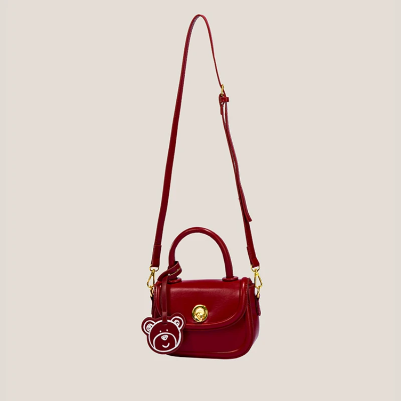 Mini Bag for Women 2024 New Vintage Burgundy Handbag Fashion Girls Shoulder Crossbody Bag Full Match Purse and Handbag