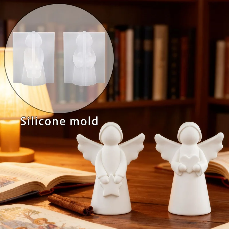 

2pcs Sweet Cherub with Heart Mold - DIY Silicone Mold for Cute Resin & Plaster Figurines