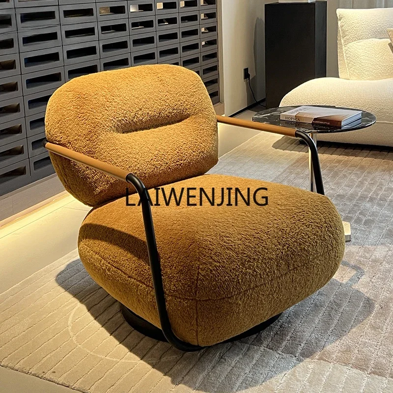 LYN creative rotating casual lamb wool chair flannel single sofa chair Italian minimalist style