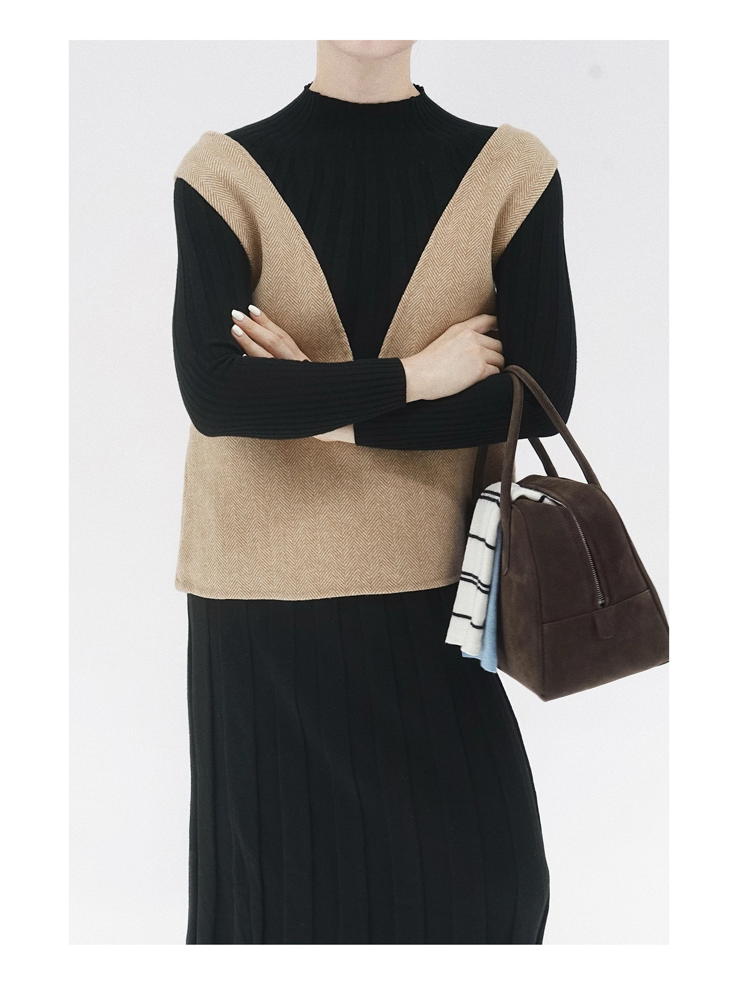 

Двусторонний жилет ручной работы в скандинавском стиле, оранжевый, для женщин, осень-зима 2023