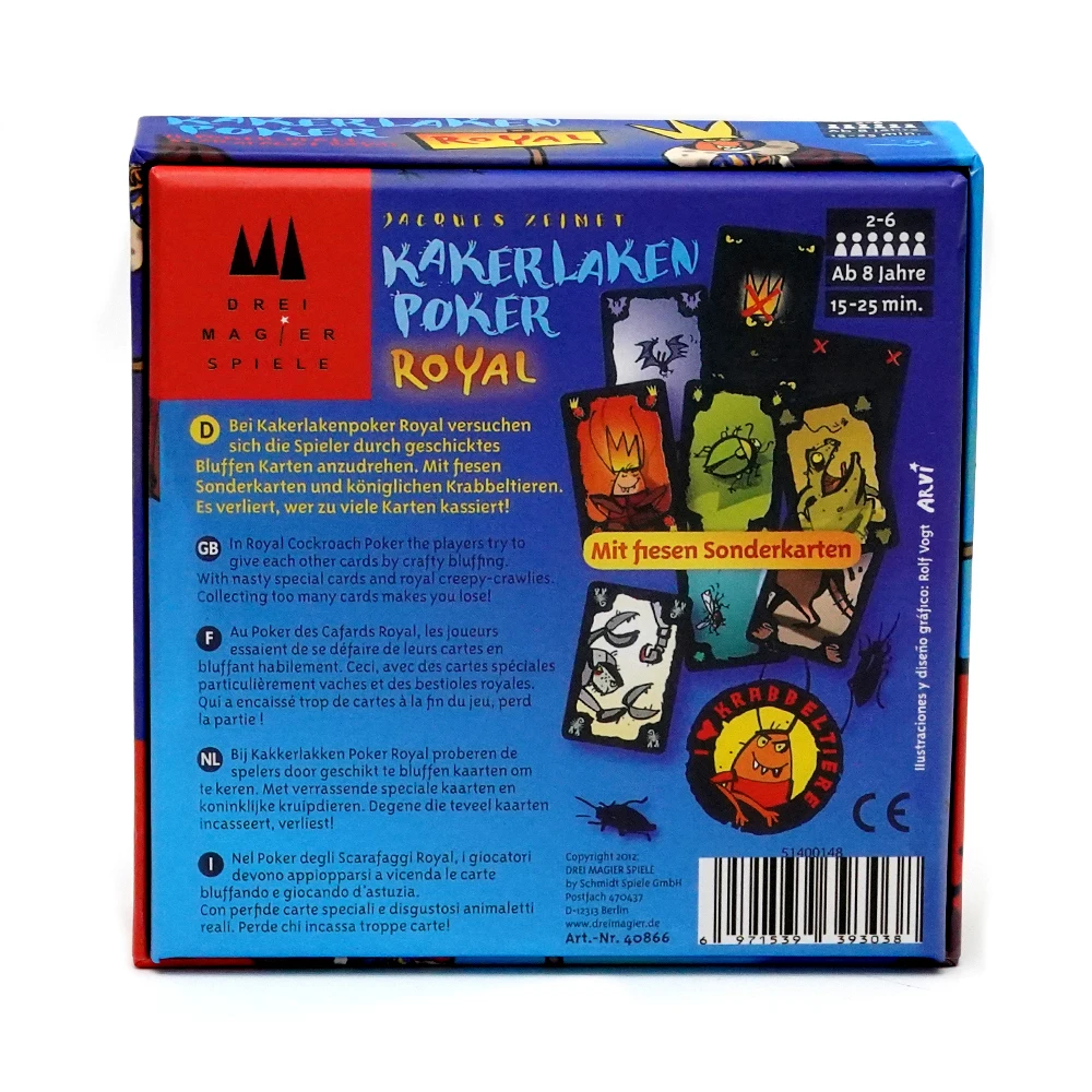 Kakerlaken Poker Royal Gra karciana Blufowanie Zabawa Gra rodzinna Grywanie Zabawna gra karciana Zawodowa zabawa Kakerlaken Poker Royal