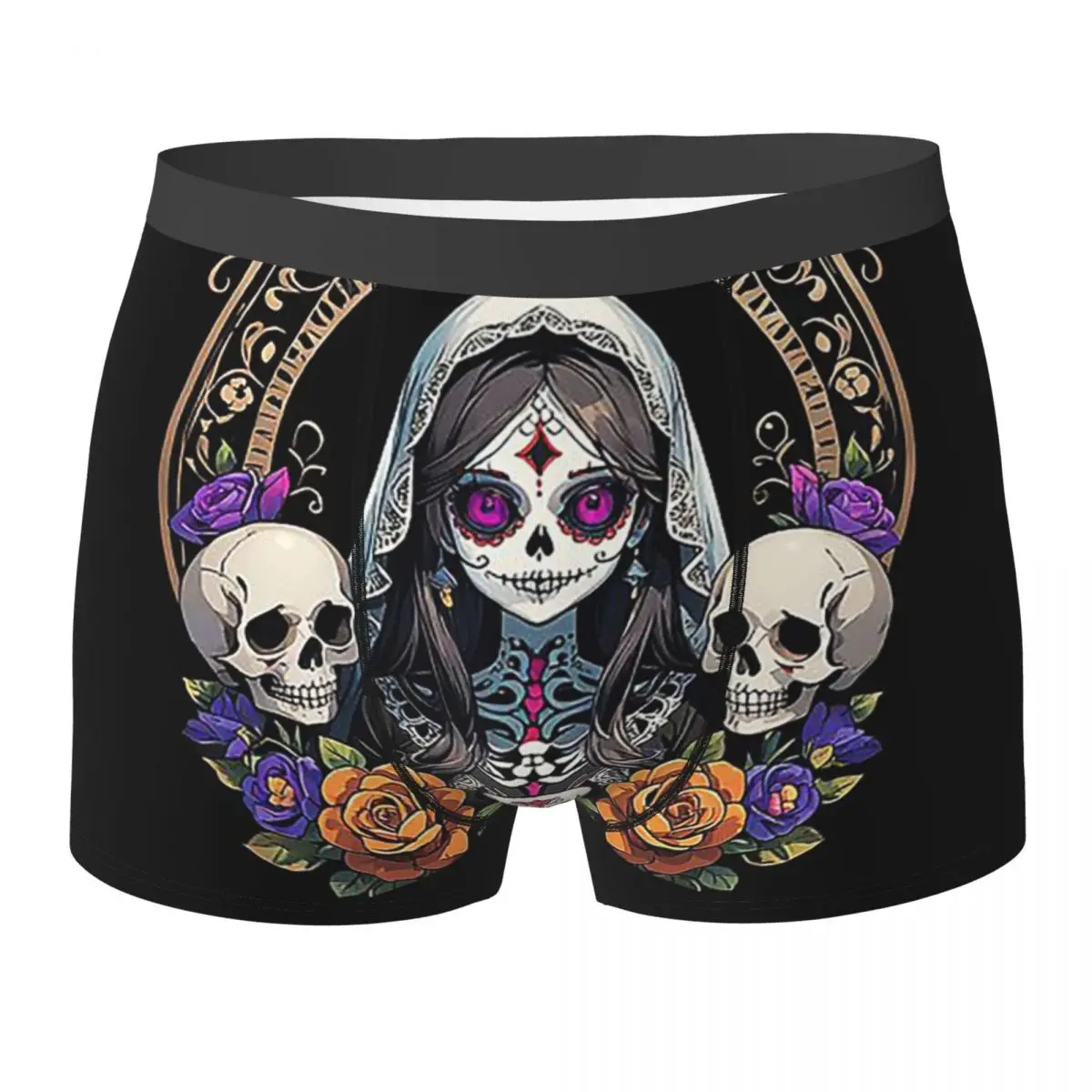 Boxer Underpants Shorts Alexander Gothic Las Elegantes Girls Day Of Dead Skull Panties Men Underwear for Homme Man Boyfriend