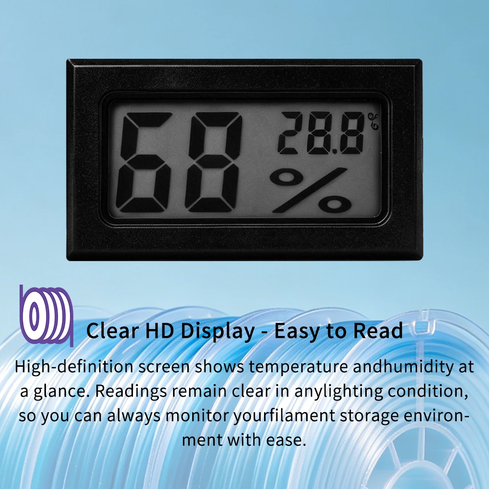 Filament Dryer Box Hygrometer Thermometer Airtight Moisture Resistant Real-time Monitoring for 3D Printer PLA ABS Filaments