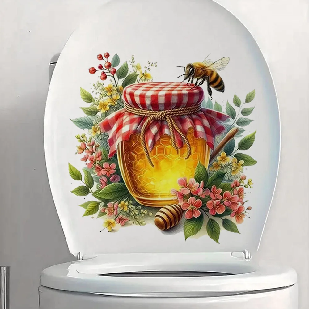 Bee and Honey Vinyl Sticker  Self-adhesive,Bright Bathroom for Home Decoration, Vinyl Decals, Art Wall Paper