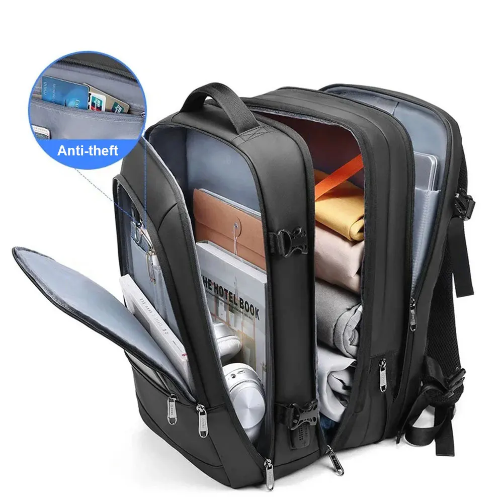 Expandable Men's Backpack Large Capacity Waterproof Man Business Trip Backpacks Multi-functional Men 17.3 inch Laptop Travel Bag view 3