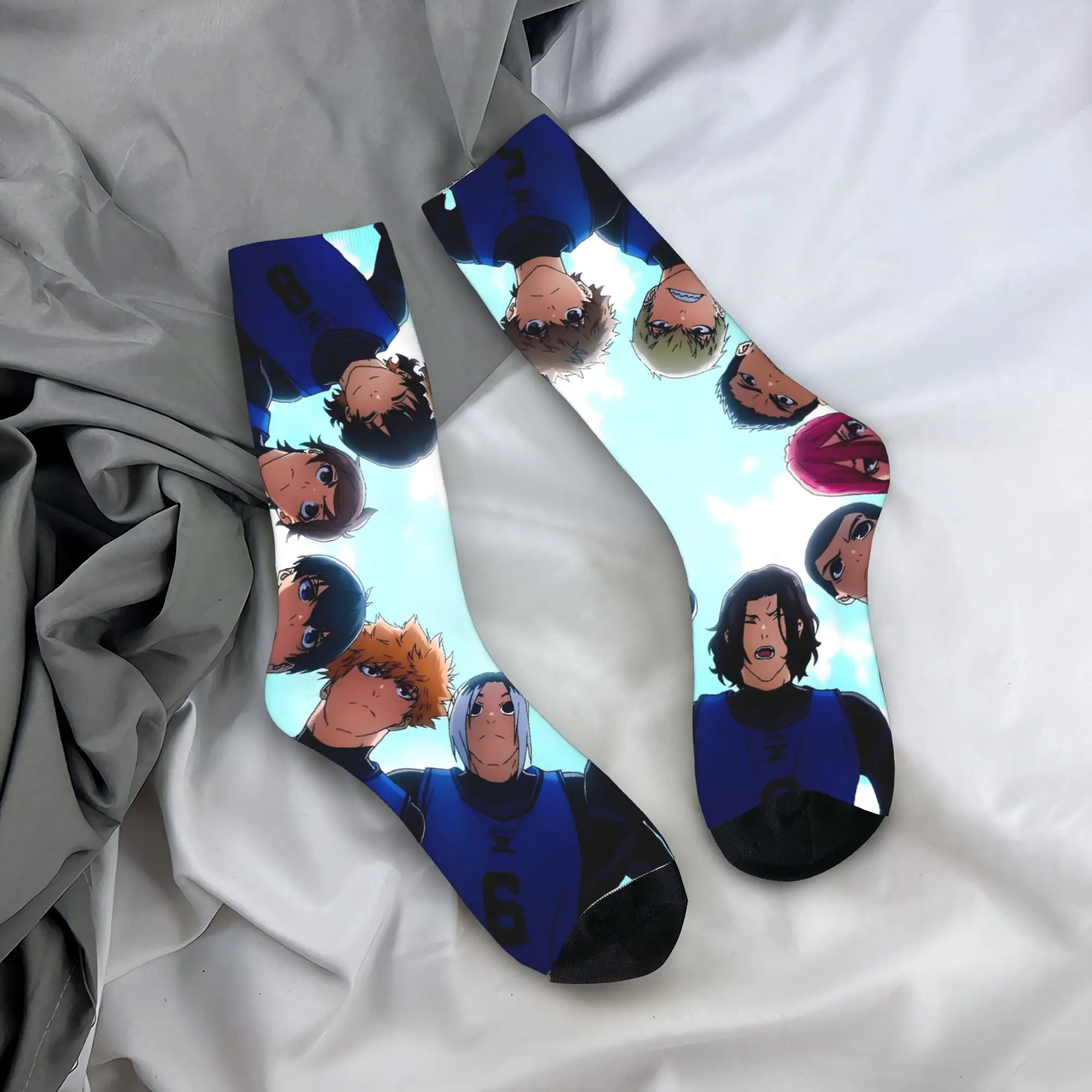 الأزرق قفل أنيمي جوارب أنيقة الجوارب للجنسين الرجال جودة الجوارب الربيع الرياضة في الهواء الطلق الرسم عدم الانزلاق الجوارب هدية عيد ميلاد