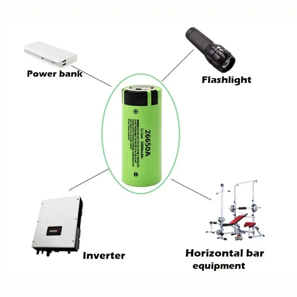 100% 26650 battery Rechargeable lithium-ion battery for flashlight 26650A 3.7V 5000mAh