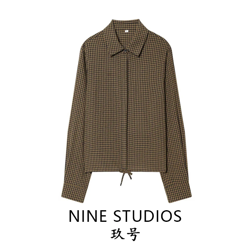 

Повседневная женская рубашка в клетку с длинным рукавом и воротником, свободного кроя, из полиэфирного волокна, европейский стиль, 254890 NINE ZAR