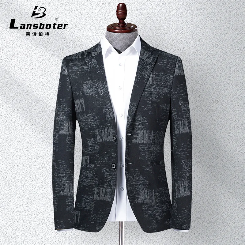 Spring And Autumn Thin Men's Suit Coat Korean Version Slim Fit Youth Elastic Small Suit Fashion Casual Jacket