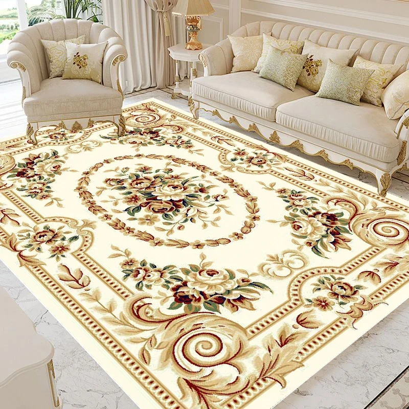 Alfombra de estilo europeo de color claro para decoración de sala de estar, alfombra de lujo lavable para habitaciones, alfombrilla antideslizante