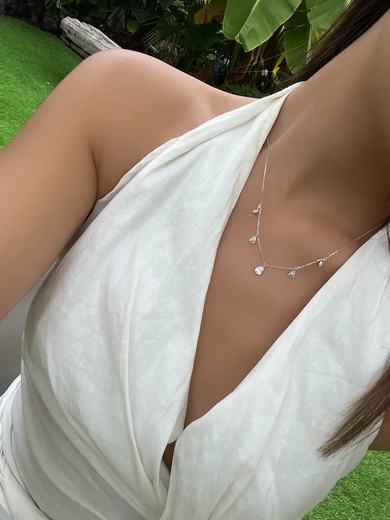 2024 Shiny Zirkon Droplet Overlay Set mit Doppelschicht Gold Farbe Kette Halskette Party frauen Exquisite Schmuck Halskette Acc – Detail 9