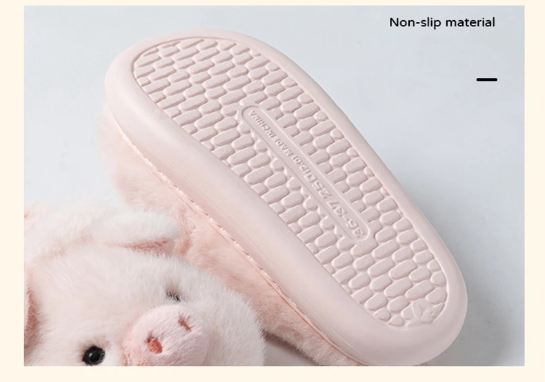 Winter-Plüsch-Hausschuhe für Damen, Cartoon-Schwein-Tier-Design, flauschige Plateauschuhe, Mädchen-Mules, flauschige Pelz-Slides für den Innenbereich, weiche Sohle, rutschfest, warm. – Detail 17