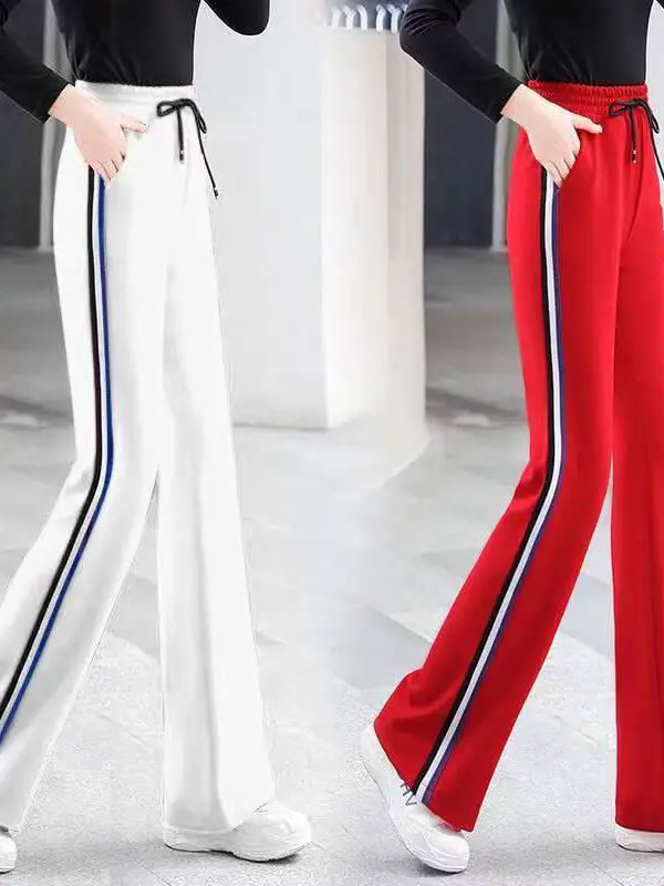 high-waist-running-casual-sports-white-wide-leg-dance-fitness-long-pants-striped-loose-straight-drapey-square-dance-pants