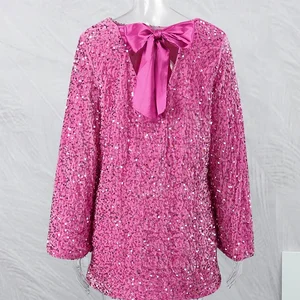 Mini Long Szenen -Kleid Langarm mit Frauenbug, elegante Party, Laço, Kleider mit Ausschnitt in O, Frauenclub -Mode, Weiß, Herbst 12 Hauptverkäufe von Branco Branco - №3