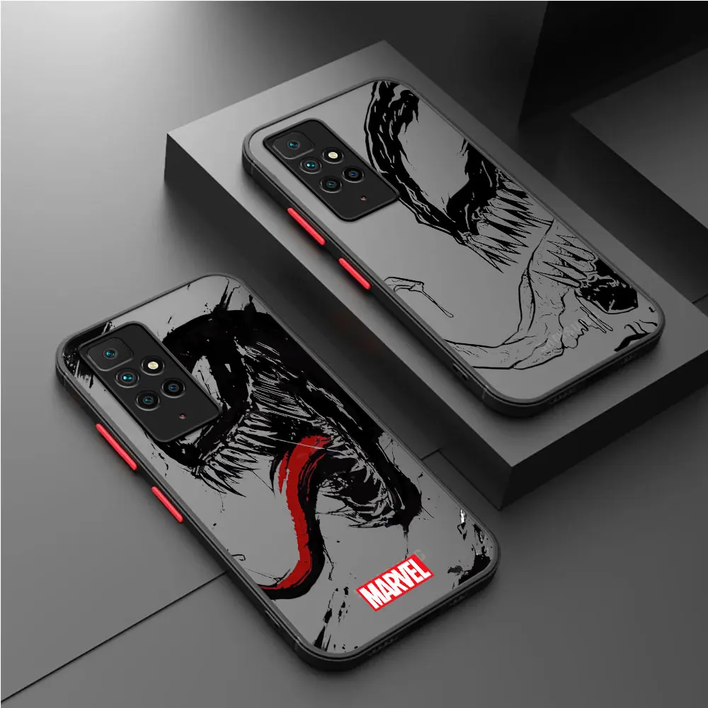 Case For Xiaomi Redmi Note 11 13 Pro Plus 10 12 9S 12S 12C 9 K40 10C A1 Plus 8T Matte Phone Cover Marvel Superhero Venom Cool