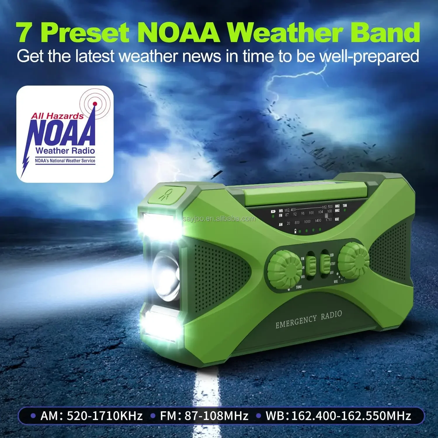 Emergency Radio Solar Cellphone Charger with Solar Panel Radio Solar Charger Hand Crank Radio 10000mah