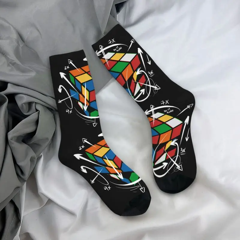 Rubix Rubiks Cube Math Formula Men\'s Crew Socks Unisex Funny Geek Magic Gift Spring Summer Autumn Winter Dress Socks