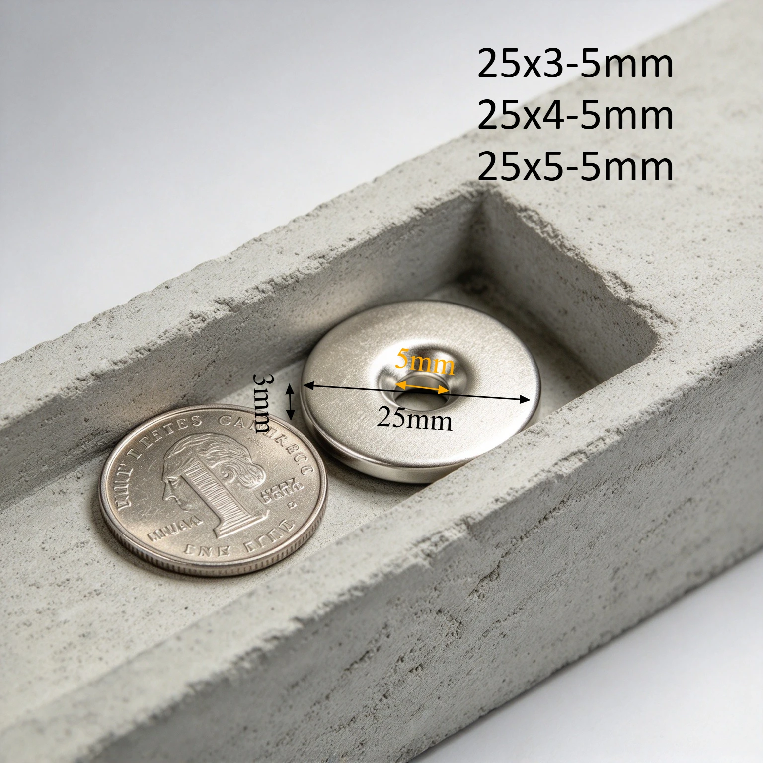 25x3-5mm 25x4-5mm 25x5-5mm Round Neodymium Countersunk Magnets 5mm Hole NdFeB Magnets for Craft Fixing 25*3-5 25*4-5mm 25*5-5mm